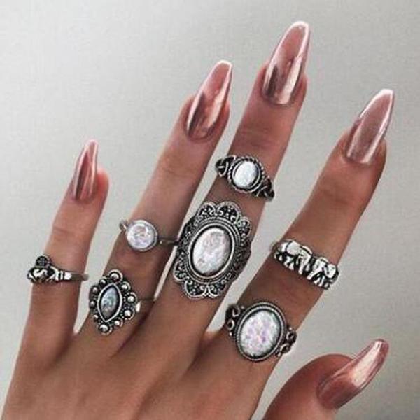 Chunky Boho Midi Ring Sets