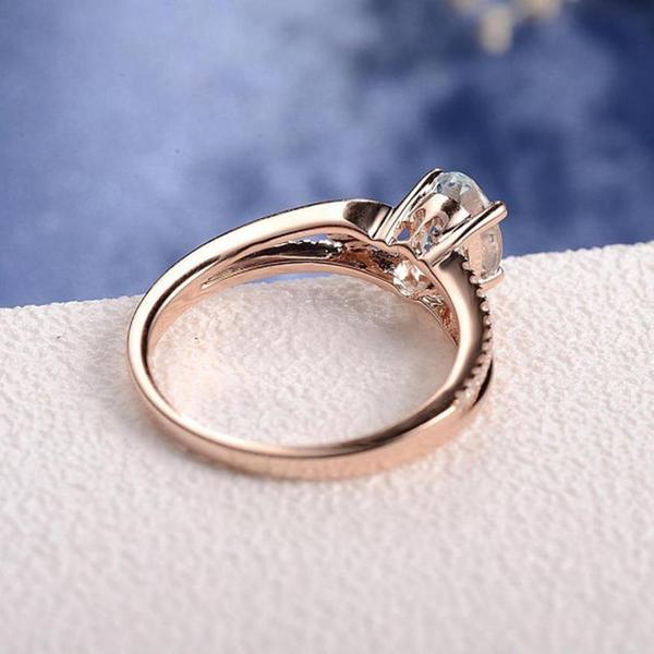 Oval Cut Rose Gold Double to Single Band Ring