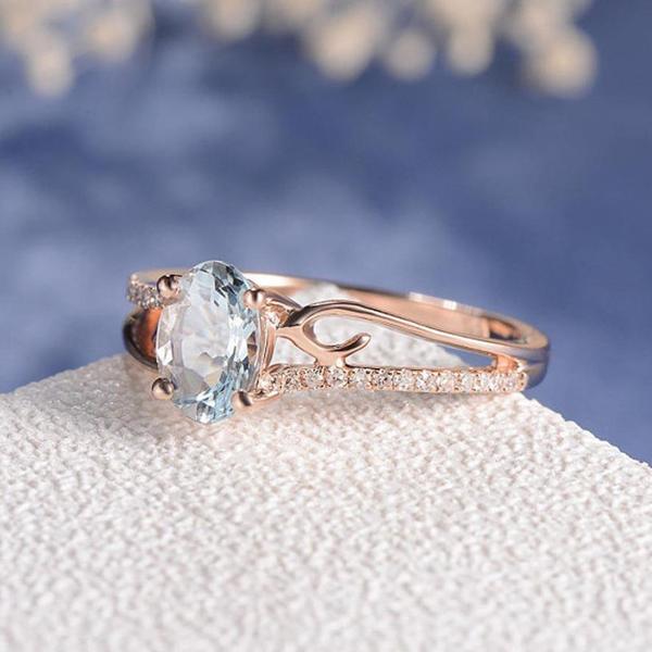 Oval Cut Rose Gold Double to Single Band Ring