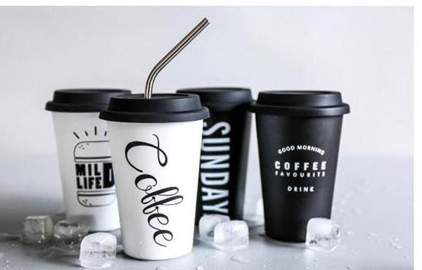 Travel Mug with Lid & Reusable Straw