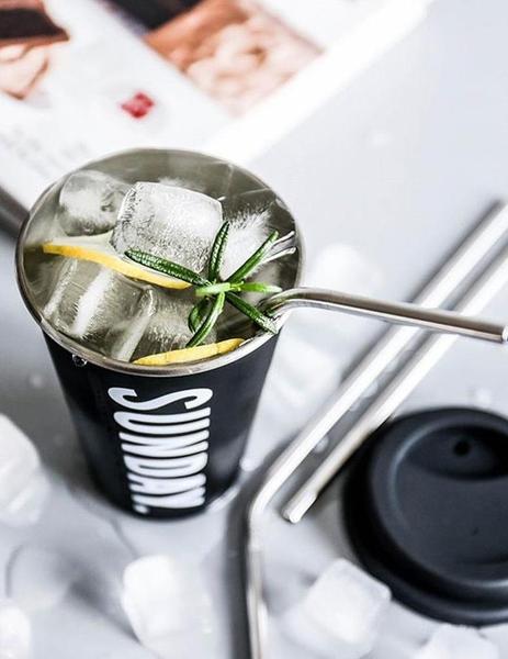 Travel Mug with Lid & Reusable Straw