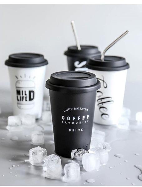 Travel Mug with Lid & Reusable Straw