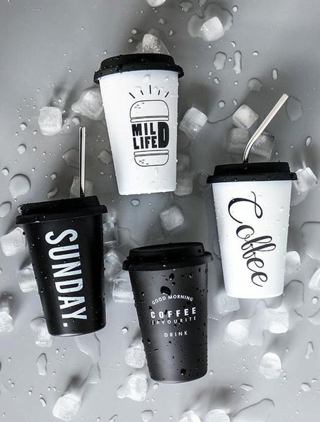 Travel Mug with Lid & Reusable Straw