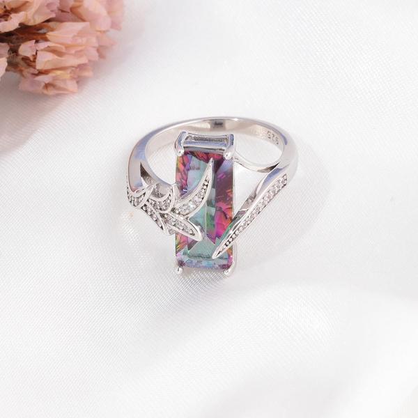 Mystic Topaz Silver Plated Ring