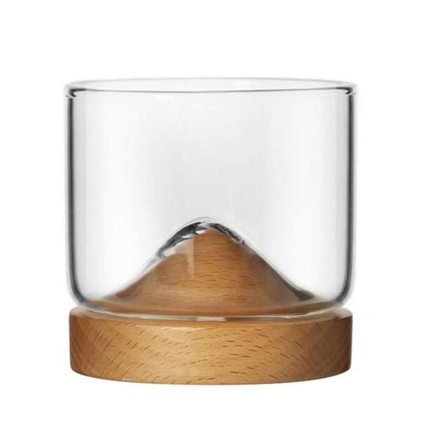 Houston - Wooden Base Whiskey Mountain Glass