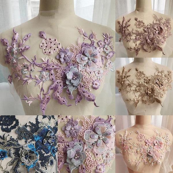 Embroidered Beaded Flower Sew-able Patch