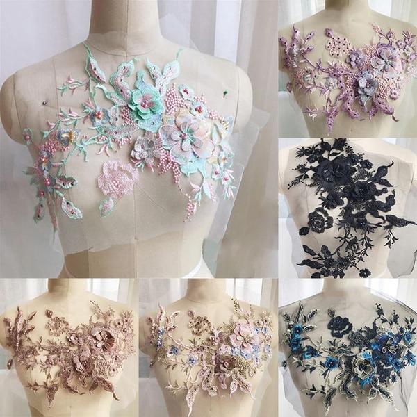 Embroidered Beaded Flower Sew-able Patch