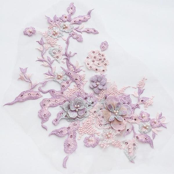 Embroidered Beaded Flower Sew-able Patch