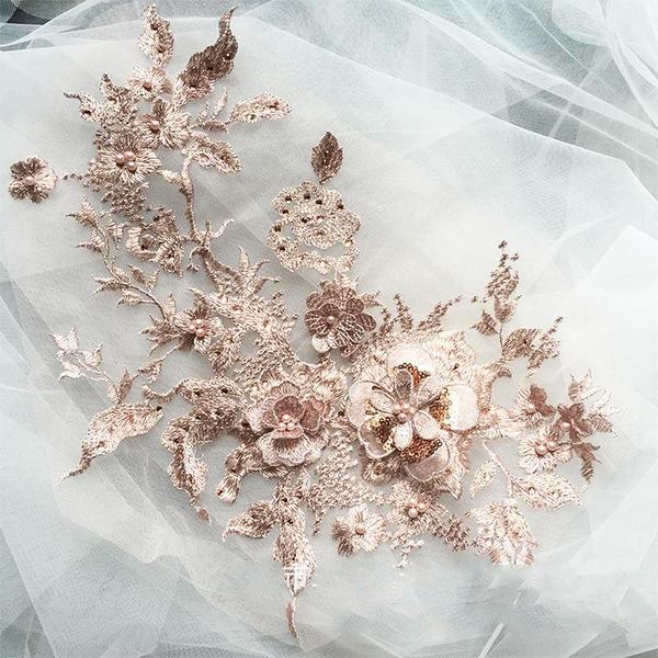 Embroidered Beaded Flower Sew-able Patch