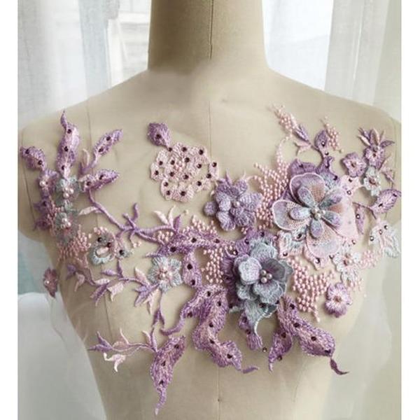 Embroidered Beaded Flower Sew-able Patch