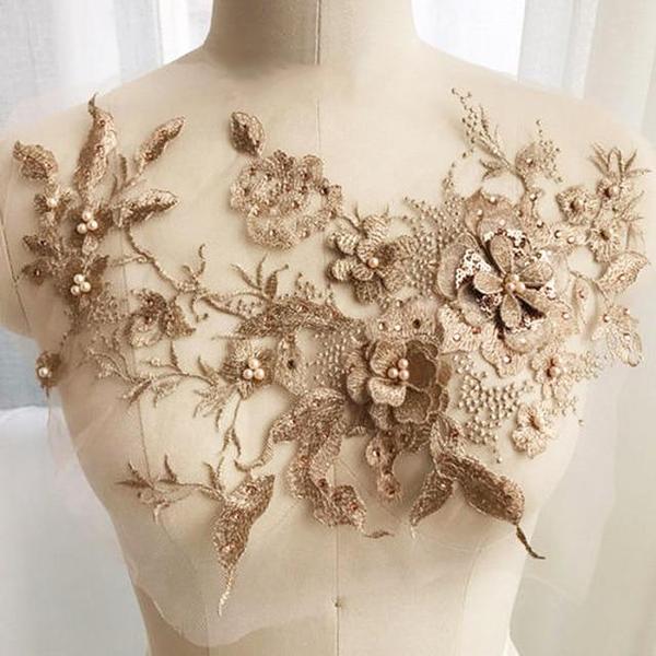 Embroidered Beaded Flower Sew-able Patch