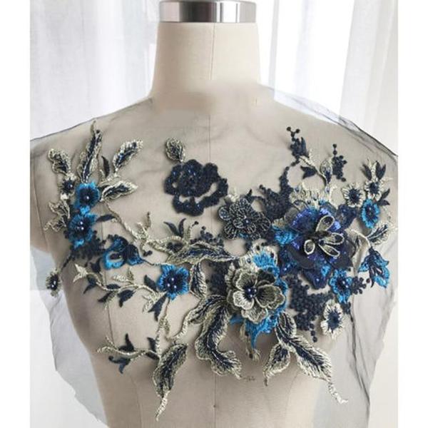 Embroidered Beaded Flower Sew-able Patch