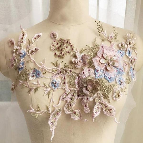 Embroidered Beaded Flower Sew-able Patch