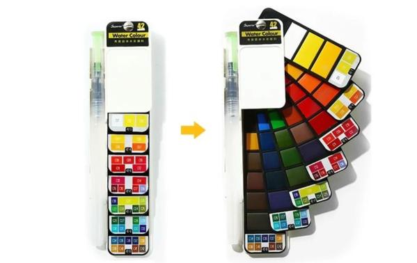 Watercolor Paint Set with Water Brush & Pigment