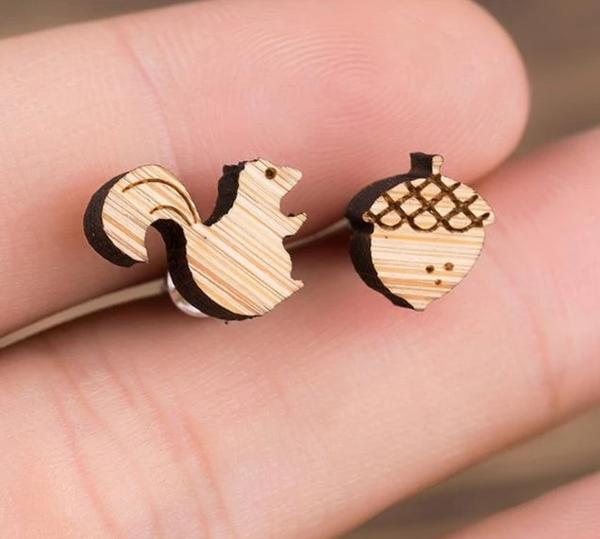 Cute Wooden Stud Earrings