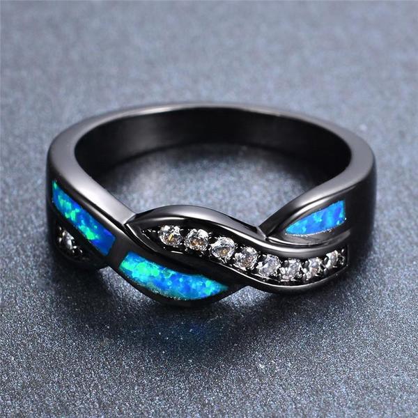Ocean Blue Fire Opal Ring