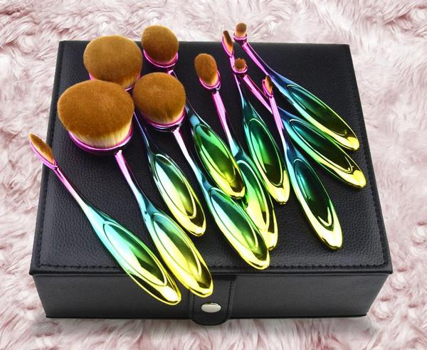 Rainbow Makeup Brushes - 10 Piece Set
