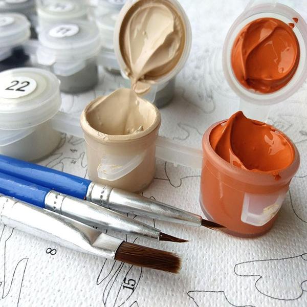 White & Red Lotus Flowers - Van-Go Paint-By-Number Kit